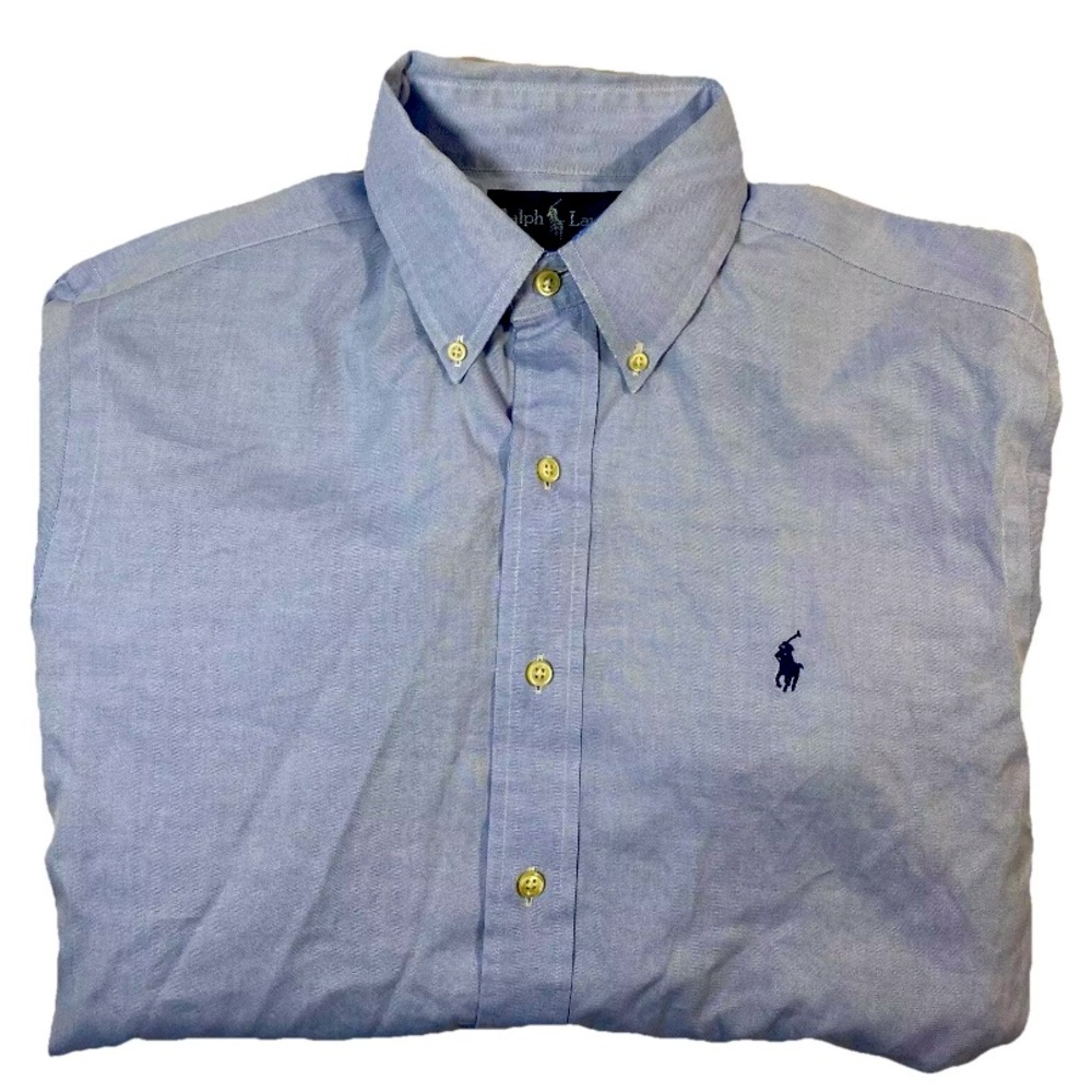 Men’s Polo Ralph Lauren Long Sleeve Blue Business Shirt  100% Cotton -Size 15